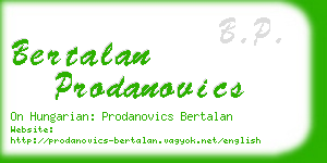 bertalan prodanovics business card
